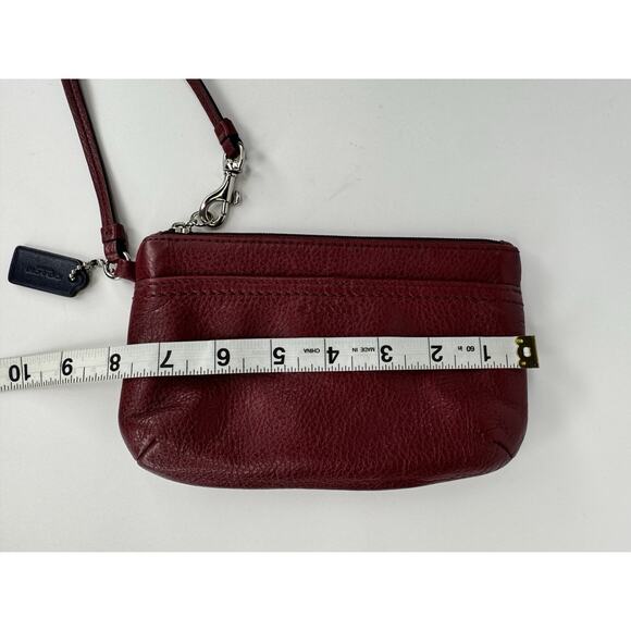 Coach F51683 Crimson Pebbled Leather Park Medium Wristlet SV Red Burgundy - Picture 4 of 13